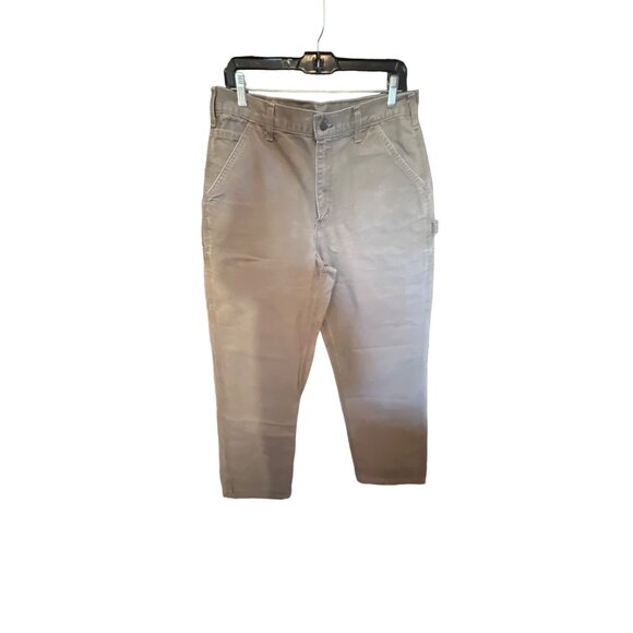 Carhartt Mens Dungaree Fit Khaki Pants Brown Duck Cloth Work Jeans Size 34X34 - Picture 1 of 5